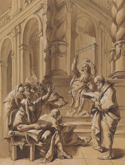Kristus mezi lékaři od Follower of Francesco Fontebasso