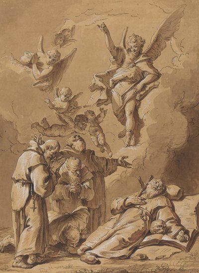 Smrt svatého mnicha od Follower of Francesco Fontebasso
