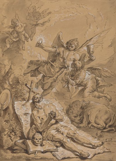 Poslední přijímání svatého Jeronýma od Follower of Francesco Fontebasso