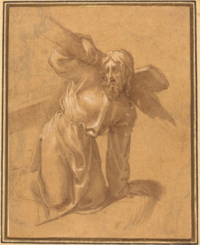 Kristus padá pod křížem od Follower of Francesco Salviati