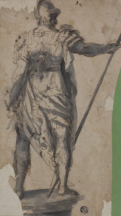 Socha stojícího bojovníka, zezadu od Follower of Francesco Salviati