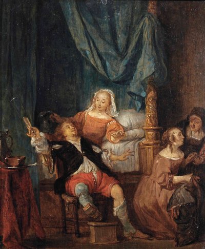 Marnotratný syn v nevěstinci od Follower of Gabriël Metsu