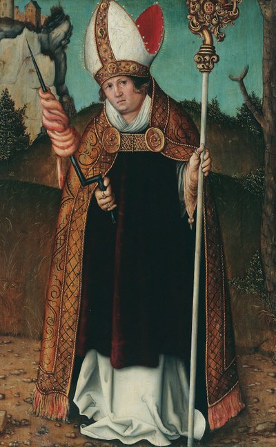 Němčina:  Hl. Erasmus Saint Erasmus od Follower of Lucas Cranach the Elder