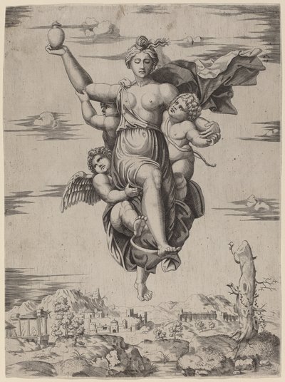 Psyche přenesená na Olymp od Follower of Marcantonio Raimondi after Raphael