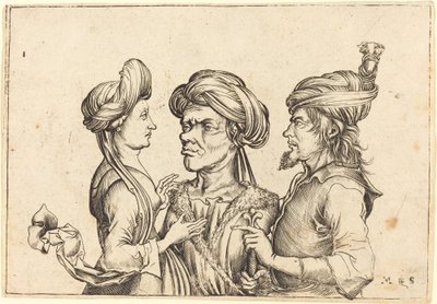 Tři orientální postavy od Follower of Martin Schongauer