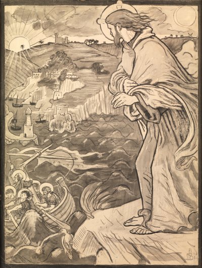 Kristus vidí učedníky pracovat u vesla od Ford Madox Brown
