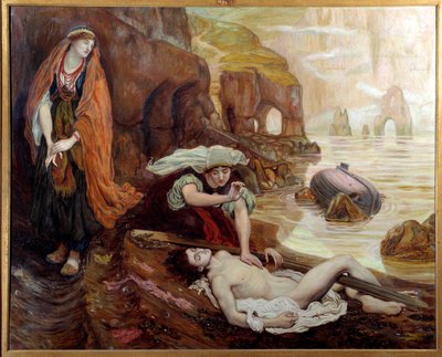 Haydee objevuje tělo Dona Juana Ilustrace k písni Lorda Byrona 2. Obraz Ford Madox Brown (1821-1893) 1878 Sun. 1,15x1,42 m Paříž, musee d