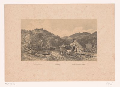 Dřevorubci v Černém lese Část Černého lesa / Im Schwarzwald / Paisage del Monte Negro (Sur de Alemania) (název na objektu) Postavy v krajině (název série) od Fortuné Ferogio
