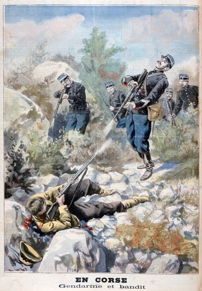 Přestřelka mezi banditou a četnictvem, Korsika, 1898 od Fortuné Méaulle