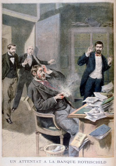 Exploze dopisní bomby zaslané baronu Alphonse de Rothschild, 1895 od Fortuné Méaulle
