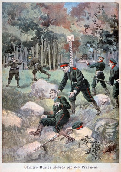 Ruský důstojník zraněn Prusy, ruská hranice, 1898 od Fortuné Méaulle