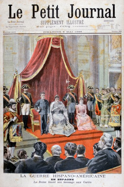 Španělská královna s projevem, španělsko-americká válka, 1898 od Fortuné Méaulle