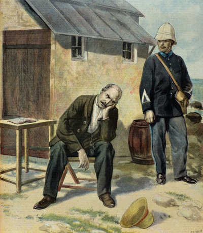 Kapitán Alfred Dreyfus vězněn na Ďábelském ostrově od Fortune Louis Meaulle