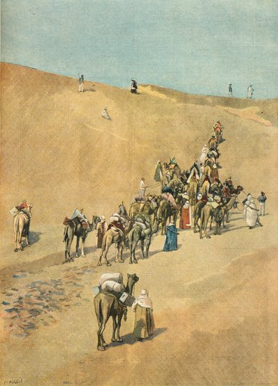 Karavana Marchandovy misie v poušti v roce 1898 (Rytina) od Fortune Louis Meaulle