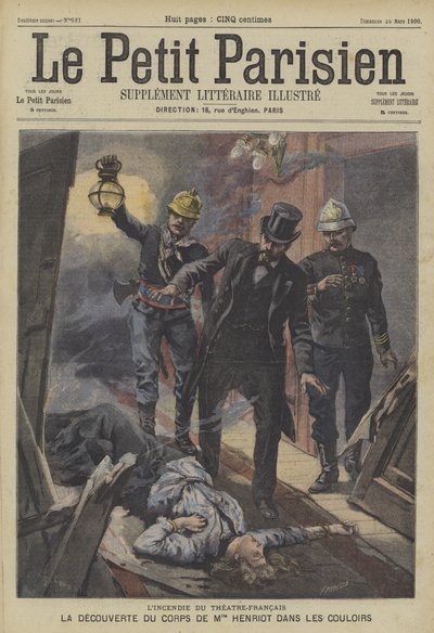 Požár v divadle-Francais v Paříži od Fortune Louis Meaulle