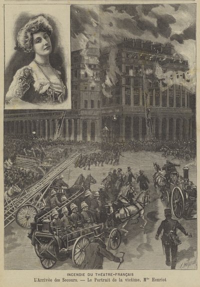 Požár v divadle-Francais v Paříži od Fortune Louis Meaulle