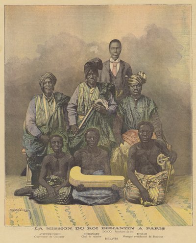 Členové mise dahomejského krále Behanzina do Paříže (barevná litografie) od Fortune Louis Meaulle