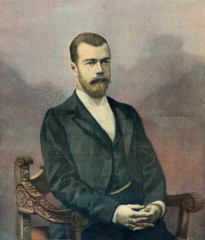 Portrét cara Mikuláše 2 v roce 1896 (rytina) od Fortune Louis Meaulle