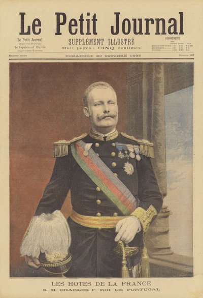 Královští návštěvníci Francie: Carlos I., král Portugalska (barva litho) od Fortune Louis Meaulle
