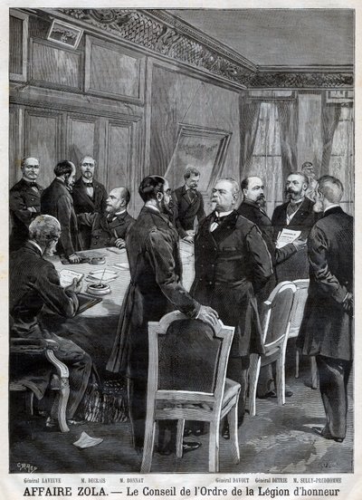 Rada Národního řádu Čestné legie během Dreyfusovy aféry, v Rytina F. Meaulle po Garreym. „Le Petit Journal“, 24. dubna od Fortune Louis Meaulle