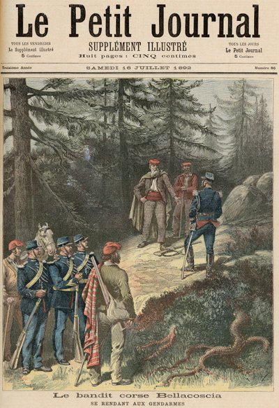 Korsický bandita Jacques Bellacoscia se vzdává policii, z "Le Petit Journal", 16. července 1892 (barevná litografie) od Fortune Louis Meaulle and Henri Meyer
