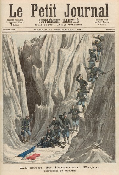 Smrt poručíka Bujona: Objev jeho těla, z „Le Petit Journal“, 12. září 1891 od Fortune Louis Meaulle and Henri Meyer