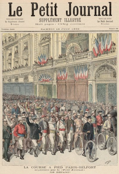 Začátek silničního závodu z Paříže do Belfortu, z „Le Petit Journal“, 18. června 1892 od Fortune Louis Meaulle and Henri Meyer