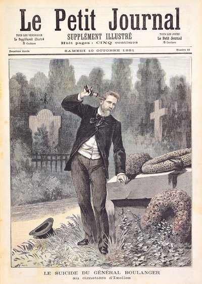 Sebevražda generála Georgese Ernesta Boulangera (1837-91) na hřbitově v Ixelles, z „Le Petit Journal“, 10. října 1891 od Fortune Louis Meaulle and Henri Meyer