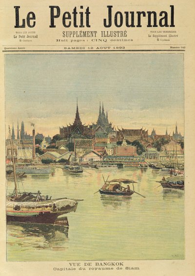 Pohled na Bangkok, z listu "Le Petit Journal", 12. srpna 1893 od Fortune Louis Meaulle and Henri Meyer
