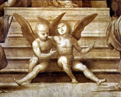 Oltář Velké rady, detail zobrazující dva cherubíny od Fra Bartolomeo