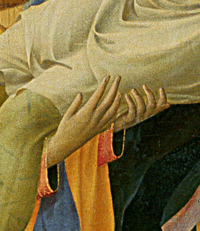 Detail des Santa Trinita Altarbildes, Rahmen und Giebel von Lorenzo Monaco, fertiggestellt ca. 1434 von Fra  Angelico