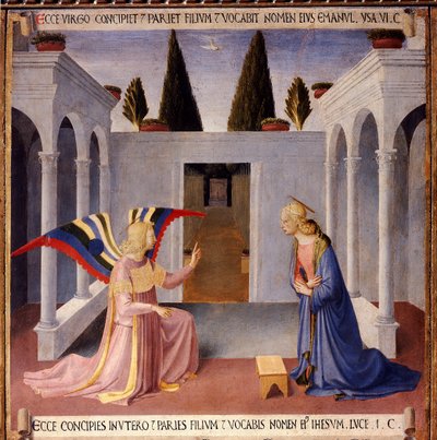 Geschichte des Lebens Christi: die Verkündigung mit der Taube des Heiligen Geistes von Fra  Angelico