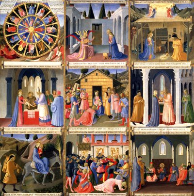 Scény z Narození Páně, panel jedna ze Stříbrného pokladu Santissima Annunziata, kolem 1450-53 (tempera na panelu) od Fra (c.1387 1455) Angelico