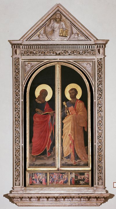 St. Markus (links) und St. Petrus. Geschlossener Tabernakel der Linaioli von Fra  Angelico