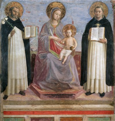 Die Jungfrau und das Kind mit den Heiligen Dominikus und Thomas von Aquin von Fra  Angelico