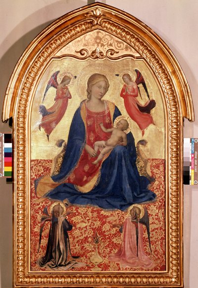 ""Panna a dítě a andělé"" (Panna a dítě s anděly) Tempera na dřevě od Guida di Pietro (nebo Fra Giovanni da Fiesole) řekl Fra Angelico nebo il Beato (1400-1455) 1425 Rozměr 81x51 cm Muzeum poustevny , Petrohrad od Fra (c.1387 1455) Angelico