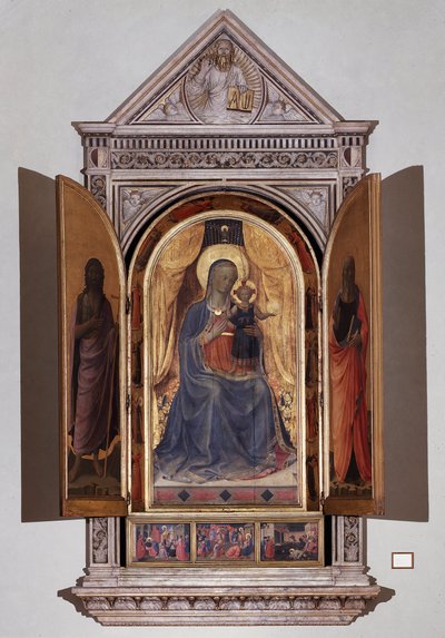 Jungfrau mit Kind. Offenes Tabernakel der Linaioli von Fra  Angelico