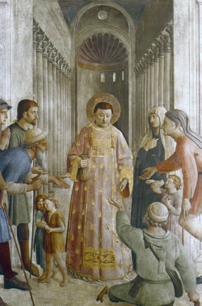 Svatý Vavřinec dává almužnu (freska) od Fra (c.1400 55) Angelico