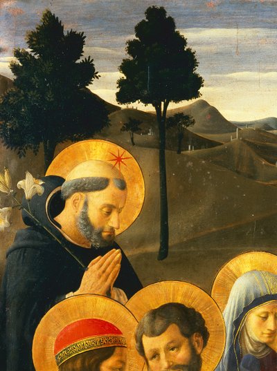 Detail svatého Dominika z Ukřižování od Fra Angelico