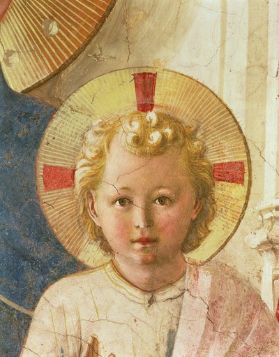 Detail Ježíška z Madonna delle Ombre Madonna ze stínů, freska z roku 1450 od Fra Angelico