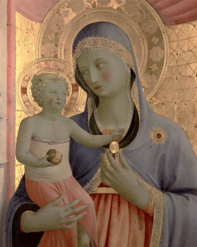 Detail Panny Marie s dítětem z Annalenského oltářního obrazu, po roce 1434 tempera na desce od Fra Angelico