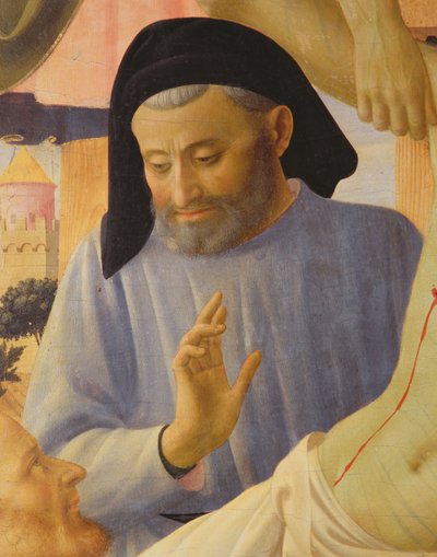 Santa Trinita, detail Josefa z Arimathaea, cca 1434 tempera a zlato na panelu od Fra Angelico