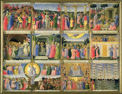 Scény z Umučení Krista a Posledního soudu, původně zásuvky ze skříně se stříbrem, cca 1450-53 (tempera na panelu) (viz také 98902-6) od Fra Angelico