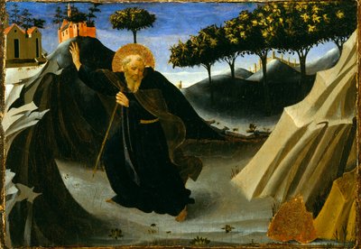Opat St. Anthony Shunning the Mass of Gold, 30. léta 14. století (tempera a plátkové zlato na panelu) od Fra Angelico