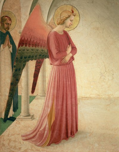 Zvěstování, detail anděla Gabriela a svatého Petra mučedníka, 1442 freska viz 72388 od Fra Angelico