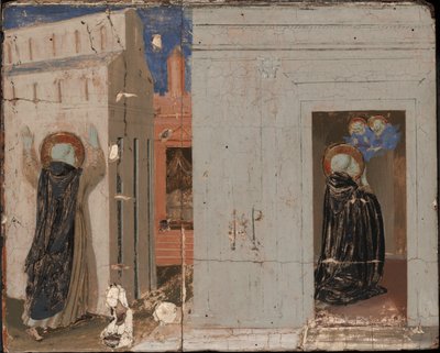 Vize papeže Inocence III.; Svatí Petr a Pavel se zjevují svatému Dominikovi od Fra Angelico