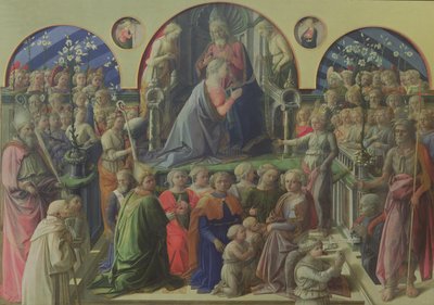 Korunovace Panny Marie se svatými a anděly, 1441-47 (tempera na panelu) od Fra Filippo Lippi