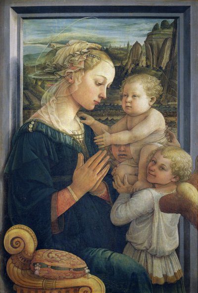 Madonna a dítě s anděly, cca 1455 (tempera na panelu) od Fra Filippo Lippi