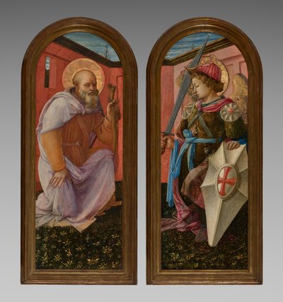 Dvojice panelů z triptychu: Archanděl Michael a opat sv. Antonína od Fra Filippo Lippi
