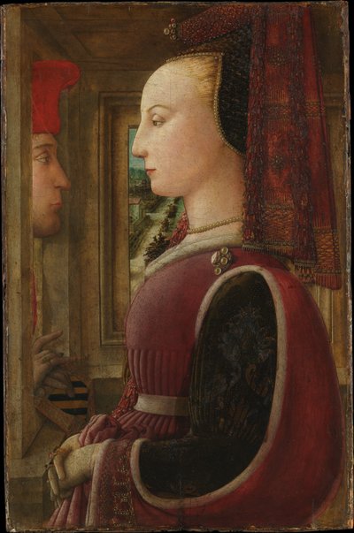 Portrét ženy s mužem u okna od Fra Filippo Lippi